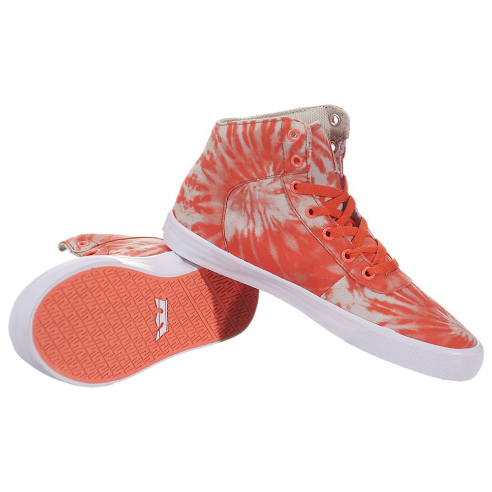 Chaussures de Skate Supra Cuttler Orange Neon Orange/Cement-White Femme | RAD-21794003